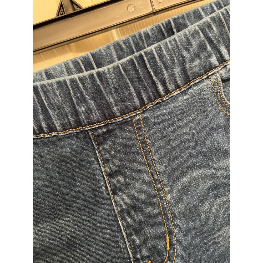 Women Blue‎ Wide Leg Pull On Denim Jeans Elastic Waist Front Seam Detail Medium - Picture 4 of 16